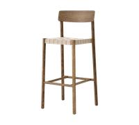 Tabouret de Bar Betty TK15 en Chêne Fumé et Osier en Lin Naturel