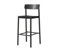 Tabouret de Bar Betty TK15 en Frêne Laqué Noir/lin Noir et Osier