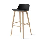 Tabouret de Bar Rely HW123, Dossier Bas, Chêne Laqué/ Noir