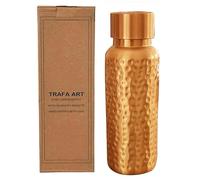 TRAFAART Petite Bouteille D'Eau Indienne En Cuivre Martelé De 500 Ml (17 Oz) Gourde Ayurvédique Étanche Pour Le Sport Et Le Yoga.