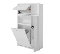 TRAGLO Porte-papier Toilette Encastré en Acier Inoxydable Niche de Douche | Armoire Encastrée Dissimulée Dans une Niche Murale avec Poubelle Intégrée, pour Chambre à Coucher, Hôtel(Blanc)