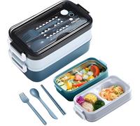 TRAHOO-Boîte à lunch 3 compartiments 1400 ml, porte-déjeuner, bento box microwaveable et lave-vaisselle, porte-repas chauffan[J12]