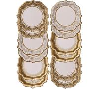 TRAHOO-Party Porcelain Or Assiettes en Papier Moyens dans 3 Designs 12Pk, Carton, 20cm x 20cm[J89]