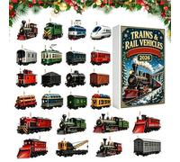 Train Advent Calendars - 24 Days 2D Acrylic Vehicle Ornaments | Christmas Countdown Set with Mini Train Charms for Tree Decor, Acrylic Vehicle Ornaments for Train Lovers