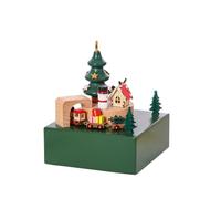 Train de Noël - Carrousel en bois classique - Mécanisme rotatif fait à la main avec rail magnétique - Design rotatif doux - Décoration festive pour bureau, salon, appartement