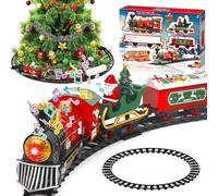 Train de Noël électrique avec lumières et sons - Décor de sapin de Noël - Décorations de Noël - Train jouet avec effets lumineux - Articles pour village de Noël