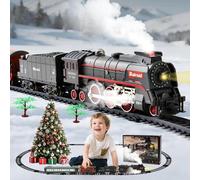 Train de Noël électrique avec lumières et sons - Décoration de Noël - Train miniature - Décoration pour sapin de Noël - Jouets - Train de Noël - Accessoires