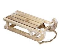 Traîneau de décoration en bois - 25 LEDs blanc chaud Minuterie 6 heures - Décoration de Noël - 31 5x14 5x10 5 cm