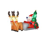 Traîneau Père Noël gonflable LED avec 2 rennes - matériel fixation et souffleur inclus - polyester