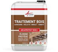 Traitement Bois Insectes xylophène et champignons - Intérieur & Extérieur Sans Propiconazole - Charpente, Poutres, Bois de Construction - ARCAPROTECT BOIS+ - 5 L - ARCANE INDUSTRIES