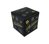 Tralala Fêtes Boîte urne Anniversaire-Boîte Joyeux Anniversaire imprimé-Urne décorative fête Noir/Doré 20x20cm-Pour réception fête d’Anniversaire-Pour enveloppes Cartes de vœux (Or/Noir)