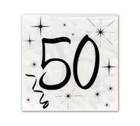 Tralala Fêtes-Lot 20 serviettes papier 33x33 cm-Serviettes anniversaire 50 Ans noir & blanc-Serviettes jetables triple épaisseur-Décor table chic-Résistant à longue durée usage-Adaptable tout âge