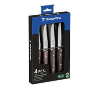 Tramontina - Coffret de 4 Couteaux à Steak French Microdentés Inox et Polywood