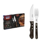 Tramontina Couteaux et Fourchette à Steak Jumbo Inox et Polywood 12 pcs