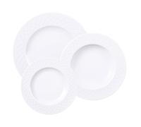 Tramontina - Ensemble d'assiettes plates 27cm, creuses 23cm et a dessert 21cm en porcelaine Ingrid. Lot de 12.