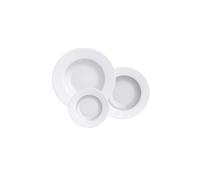 Tramontina - Ensemble d'assiettes plates 28cm, creuses 23cm et a dessert 21cm en porcelaine Augusta. Lot de 12.