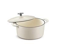 Tramontina Faitout rond avec couvercle, fonte émaillée, 5,5 litres, blanc mat, 80131/035DS
