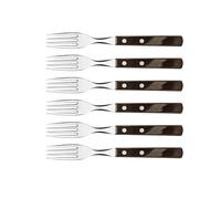 Tramontina - Fourchette à steak. 6pcs inox et bois marron.