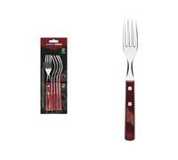 Tramontina - Fourchette à steak. 6pcs inox et bois rouge.