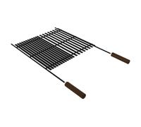 Tramontina Gril à griller noir, multifonction et plat, en acier au carbone nitrocarburé, manches en bois, haute durabilité et polyvalence, processus Durprotect, dimensions 74,1 x 44,2 x 2,7 cm