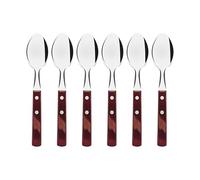 Tramontina Lot de 6 cuillères à thé en acier inoxydable et manches en bois traité Polywood rouge