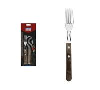 Tramontina Lot de 6 Fourchettes à Barbecue Inox Manche Polywood Châtaigne