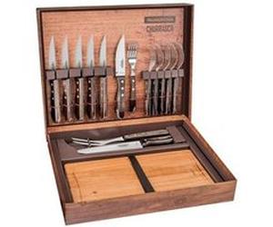 Tramontina - Malette pour barbecue 15 pièces en inox et bois Churrasco Inox G