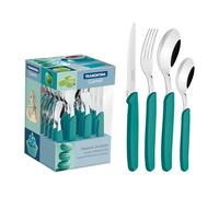 Tramontina - Ménagère 24 pièces Carmel, ensemble de couverts de table pour 6 personnes, set de couverts en acier inoxydable 18/10 avec poignées de couleur, turquoise
