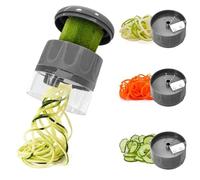 Trancheur De Légumes En Spirale Portatif, Machine À Nouilles De Courgettes | Râpe à légumes rotative en acier inoxydable et ABS, spiraliseur for courgettes, carottes et tranchage(Gray)