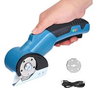 Trancheur électrique rotatif sans fil, lame en acier SK5, design ergonomique, bleu