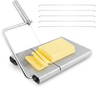Trancheuse à Fromage Trancheur, en Acier Inoxydable avec Écaille, Coupe-Fromage pour Bloc de Fromage avec 5 Fils de Rechange, Trancheuse Alimentaire pour Coupe-Beurre