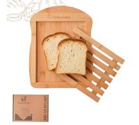 Trancheuse à pain en bambou avec plateau à miettes, 33 x 25,4 cm, planche à découper pour pain au levain et pains faits maison, planche à pain en bambou naturel, plateau de service facile à nettoyer