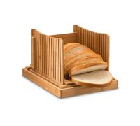 Trancheuse à pain pliable en bambou avec tiroir ramasse-miettes 3 épaisseurs réglables Rangement facile à nettoyer Idéal pour les baguettes faites maison Challah Pumpernickel
