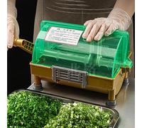 Trancheuse d'oignons verts commerciale, coupe-oignons à manivelle, hachoir manuel avec maille de pression en acier inoxydable 304, longueur de 3 mm et capacité de 0,75 à 1 kg, pour restaurant, cantine