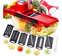 Trancheuse Mandoline,Coupe-légumes,Broyeur de Nourriture,6 Lames Tranchantes en Acier Inoxydable Interchangeables Avec Eplucheur