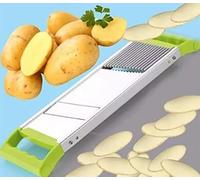 Trancheuse multifonction 2 en 1 pour oignons/frites de pommes de terre - Coupe-légumes et fruits en acier inoxydable - Machine à trancher manuelle et simple pour la cuisine à la maison Multicolore (1