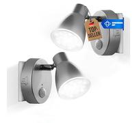 Trango 2er Pack Veilleuse à détecteur LED TG2635-024 en argent avec fonction automatique avec détecteur de mouvement, lampe de sécurité, lampe à douille, lampe murale, lampe d'orientation, veilleuse