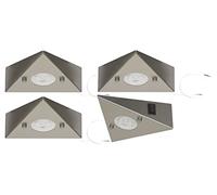 Trango Lot de 4 6739-42 éclairage sous meuble de cuisine avec module LED 4x 4,8 watts 3000K blanc chaud *COOK* lumière encastrée - spot encastré en acier inoxydable - interrupteur - lumière de meuble