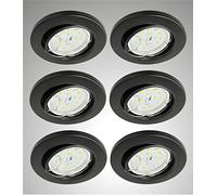 Trango Lot de 6 Spot à encastrer LED en Noir mat TG6729-065MOSD I éclairage encastré I éclairage de salle de bain avec module de LED dimmable 6x seulement profondeur d'installation de 30mm