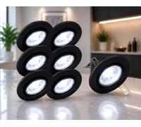 Trango Pack de 6 Spots encastrés LED, spots encastrés, spots de plafond TG6729-065M6KSD en noir mat avec module LED 6x dimmable 6000K blanc lumière du jour seulement 30 mm de profondeur d'installation