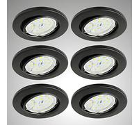 Trango Pack de 6 Ultra plat Downlights à LED, Encastré éclairage, plafonnier 6729-065MO en noir mat avec module LED 6x seulement 30 mm de profondeur d'installation Lumière au plafond, Spot encastrés
