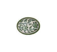 Tranquillo Blue Pottery Porte-savon ovale en grès avec imprimé floral vert avec trous pour l'évacuation de l'eau 13 x 10 x 4 cm