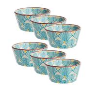 Tranquillo Lot de 6 moules à muffins Art Deco bleus en grès - 8 x 8 x 4 cm - Pour four