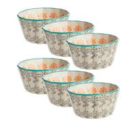 Tranquillo Lot de 6 moules à muffins floraux turquoise en grès - 8 x 8 x 4 cm - Pour four