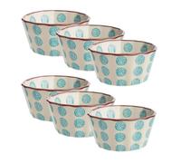 Tranquillo Lot de 6 moules à muffins rétro en grès - 8 x 8 x 4 cm - Bleu