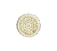Tranquillo Moule à quiche en grès avec impression estampillée à la main - Vert/jaune rétro - 27 cm