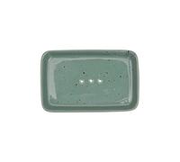 Tranquillo Porte-Savon carré Nicole en céramique avec des Trous pour l'évacuation de l'eau 14 x 9 cm, Vert