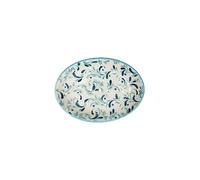 Tranquillo Porte-savon oriental ovale en grès avec imprimé bleu, avec trous pour l'écoulement de l'eau, 14 x 9,5 x 2 cm