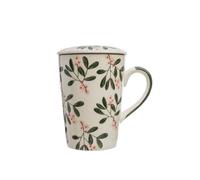 Tranquillo Vintage Garden Grande tasse à thé en céramique avec passoire et couvercle Vert 400 ml