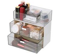 TranRantic 3 Pièces Boite Rangement Maquillage, Acrylique Organisateur Maquillage, Makeup Organizer avec Tiroirs, Rangement Coiffeuse Durable pour Parfum, Pinceaux, Vernis a Ongle, Cosmétique